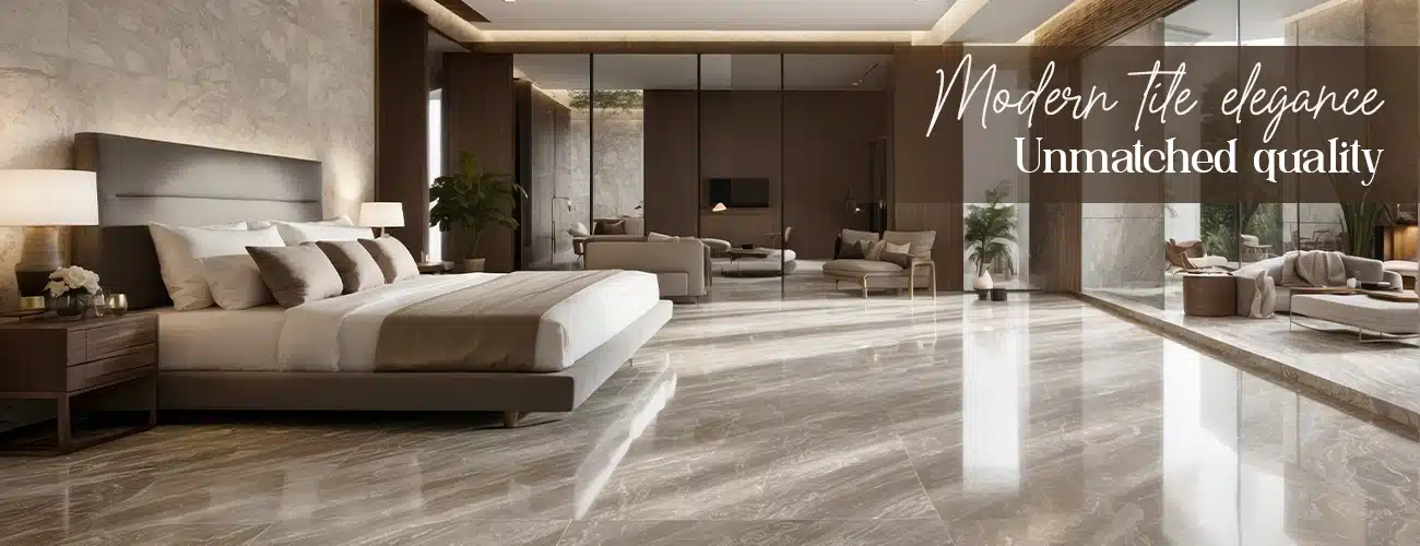 Elegant bedroom with marble flooring by Tile House, showcasing modern tile elegance and unmatched quality.