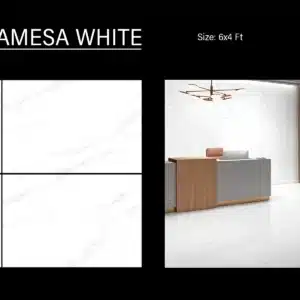 Modern space with OND Pamesa White 6x4 ft tiles – sleek floor tiles with designs | Tile House in Chennai