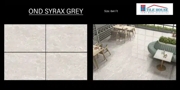Room view with OND Syrax Grey floor tiles – contemporary tiles design | Tile House in Chennai