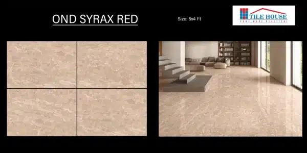 Interior with OND Syrax Red tiles – striking 6x4 ft floor tiles design | Tile House in Chennai