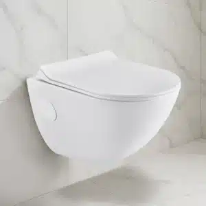 Ruby Arc wall-hung closet – curved front toilet design | Johnson sanitaryware | Tile House showroom, Puzhal, Chennai