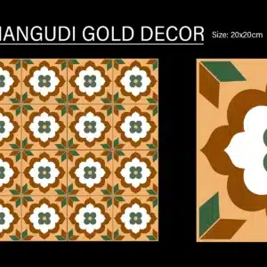 Athangudi Gold Deco – 1x1 ft traditional wall tile by Johnson Tiles | Mint showroom – Tile House Chennai