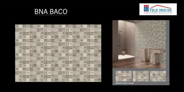BNA Baco – 18x12 inch elevation tile with stone effect | Johnson Tiles | Tile House showroom, Puzhal, Chennai