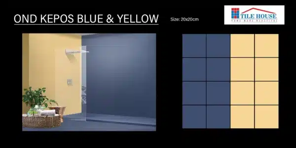 Kepos Blue & Yellow – 1x1 ft vibrant wall tile design | Johnson Tiles in Madipakkam – Tile House Chennai