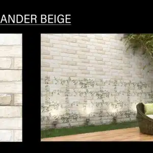 RY Xandar Beige – 18x12 inch elevation tile with natural beige finish | Johnson Tiles | Tile House Madipakkam showroom
