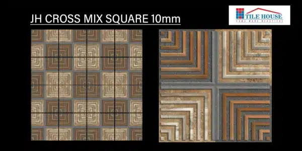 JH Cross Square Mix tile – patterned 1x1 ft parking tiles design | Tile House in Chennai, showroom in Madipakkam