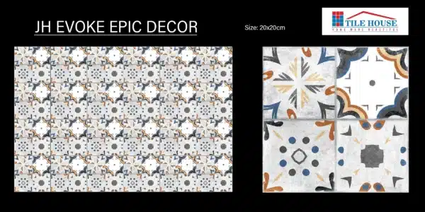 Epic Decor tile – 1x1 ft ethnic pattern wall tile by Johnson Tiles | Available at Tile House, Puzhal showroom
