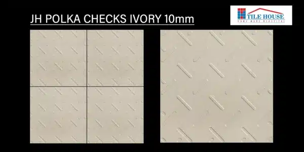 JH Polka Checks Ivory tile – 1x1 ft 10mm parking tiles with ivory grid pattern | Tile House in Chennai, showroom in Mint