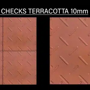 JH Polka Checks Terracotta tile – 1x1 ft parking tile in earthy tone | Tile House in Chennai, showroom in Puzhal