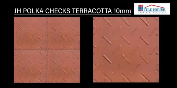 JH Polka Checks Terracotta tile – 1x1 ft parking tile in earthy tone | Tile House in Chennai, showroom in Puzhal
