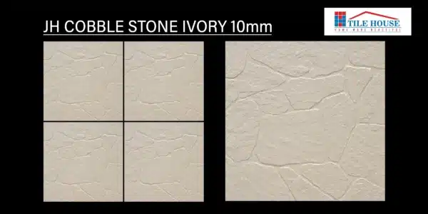 JH Cobblestone Ivory tile – stone-texture 1x1 parking tiles | Tile House in Chennai, showroom in Redhills