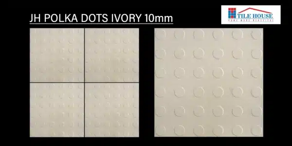 JH Polka Dot Ivory tile – 1x1 ft 10mm parking tiles with dot pattern | Tile House in Chennai, showroom in Redhills