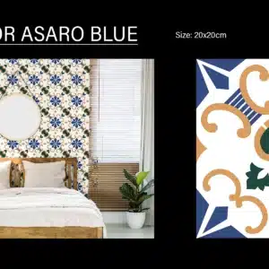 Asaro Blue tile – 1x1 ft bold wall tile for kitchen/bath | Johnson Tiles at Redhills showroom – Tile House Chennai