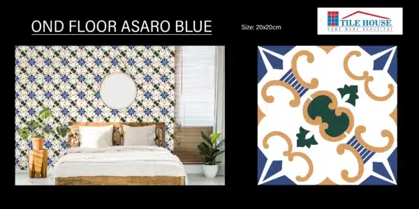 Asaro Blue tile – 1x1 ft bold wall tile for kitchen/bath | Johnson Tiles at Redhills showroom – Tile House Chennai