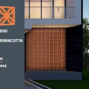 Amber clay jali – geometric pattern terracotta tile 208x208 mm | 63mm thick | Tile House Chennai – Puzhal, Redhills, Mint