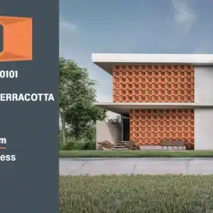 Camp jali clay tile – terracotta ventilation block with bold lines | 208x208 mm | Tile House Chennai – Madipakkam, Redhills