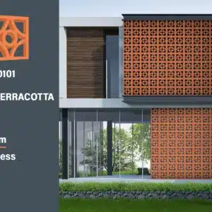 Opal clay jali – smooth terracotta design block | 208x208 mm | 63 mm thickness | Tile House showroom in Puzhal & Redhills