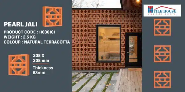 Pearl jali – handcrafted clay tile for air and light flow | 208mm square | Tile House Chennai – Madipakkam, Mint locations