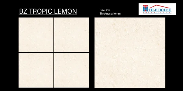 BZ Tropic Lemon – 2x2 ft vitrified floor tile lemon shade close-up | Johnson Tiles | Tile House Chennai
