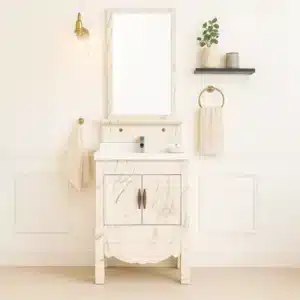 F 684 SM floor-standing vanity – smart storage with mirror | Johnson sanitaryware | Tile House Puzhal showroom, Chennai