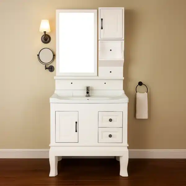 F 806 BM bath vanity – floor-mounted cabinet with mirror | Johnson sanitaryware | Tile House Vadapalani showroom, Chennai