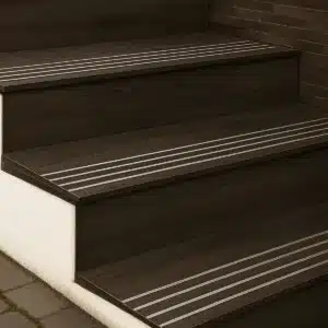 JH Step Wenge tile – 1x1 ft wood-toned step tile with grip lines | Tile House in Chennai, showroom in Mint