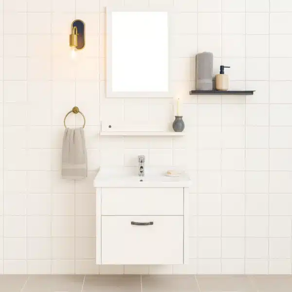 W 506 SM wall vanity – minimal design bathroom cabinet | Johnson sanitaryware | Tile House showroom, Chennai