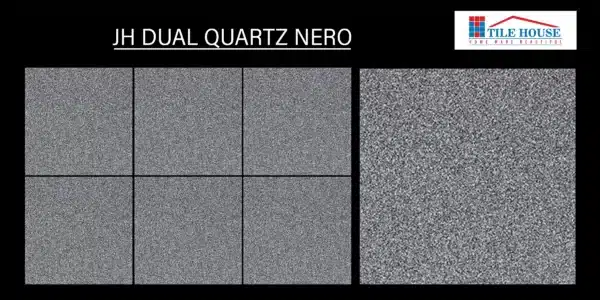 JH Dual Quartz Nero tile – dark-toned 1x1 ft tiles design for modern floors | Tile House in Chennai, showroom in Vadapalani
