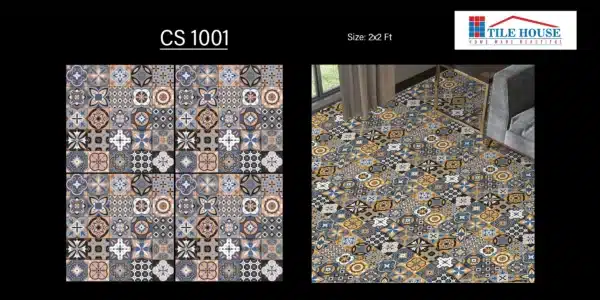 Room with CS 1001 tiles – simple and elegant 2x2 ft tiles design for home | Best tiles showroom in Redhills – Tile House
