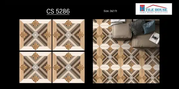 CS 5286 tile – warm-toned 2x2 ft floor tiles design for modern homes | Tile House in Chennai, showroom in Redhills