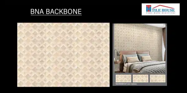 BNA Backbone – 2x1 ft exterior elevation tile with bold texture | Johnson Tiles at Tile House showroom, Madipakkam