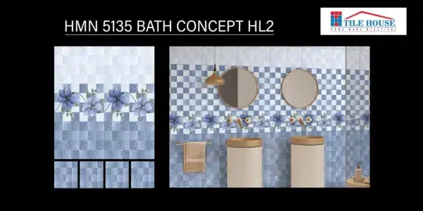 5135 HL2 tile – 18x12 inch bath wall tile with highlighter | Johnson Tiles from Tile House showroom in Puzhal