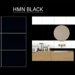 HMN Black – 18x12 inch plain black wall tile by Johnson Tiles | Tile House showroom, Mint – Chennai's best tile store