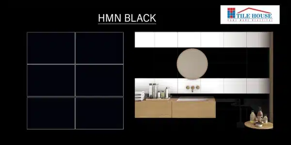 HMN Black – 18x12 inch plain black wall tile by Johnson Tiles | Tile House showroom, Mint – Chennai's best tile store