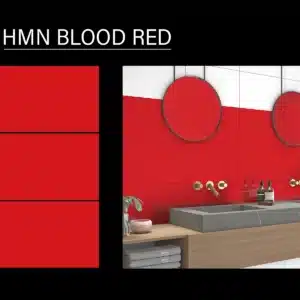 HMN Blood Red – 18x12 inch bold red wall tile by Johnson Tiles | Available at Tile House Puzhal showroom, Chennai
