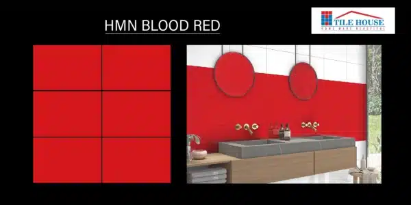 HMN Blood Red – 18x12 inch bold red wall tile by Johnson Tiles | Available at Tile House Puzhal showroom, Chennai
