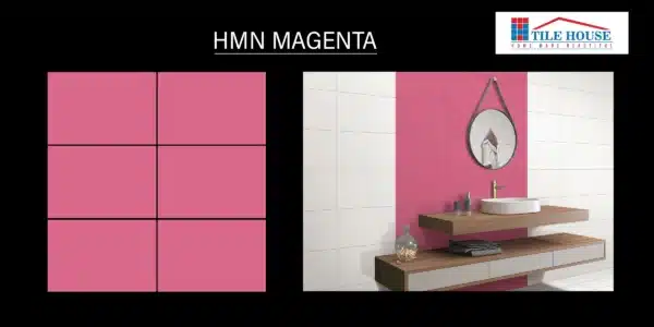 HMN Magenta – 18x12 inch vibrant wall tile by Johnson Tiles | Find it at Tile House showroom, Vadapalani, Chennai