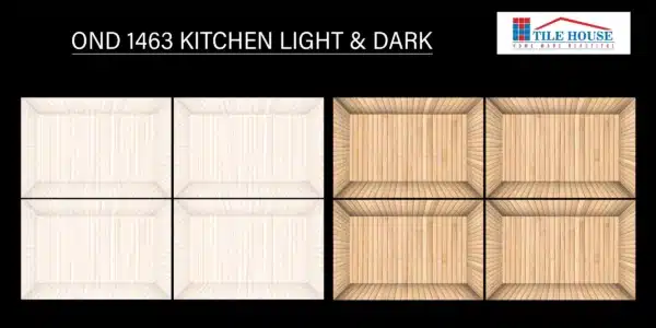 OND 1463 – 18x12 inch wall tile with bold light & dark kitchen concept | Johnson Tiles at Tile House, Madipakkam