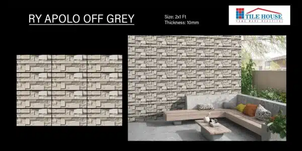 Apolo Off Grey – 2x1 ft elevation tile for exterior cladding | Johnson Tiles at Tile House showroom, Puzhal, Chennai