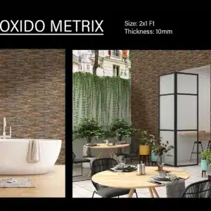 Estoril Oxid Metrix – 2x1 ft elevation tile by Johnson Tiles for outdoor cladding | Tile House showroom in Puzhal