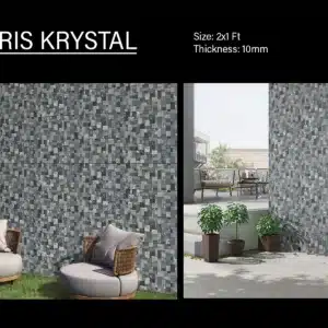 Jsla Gris Krystal – 2x1 ft elevation wall tile for modern exteriors | Johnson Tiles at Tile House showroom, Mint