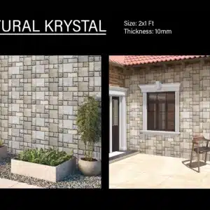 Lvca Natural Krystal – 2x1 ft exterior wall elevation tile by Johnson Tiles | Tile House showroom, Vadapalani