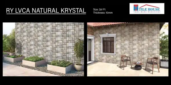 Lvca Natural Krystal – 2x1 ft exterior wall elevation tile by Johnson Tiles | Tile House showroom, Vadapalani