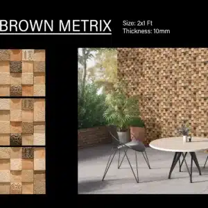 Mosiaco Brown Metrix – 2x1 ft elevation tile for rustic outdoor walls | Johnson Tiles at Tile House, Redhills