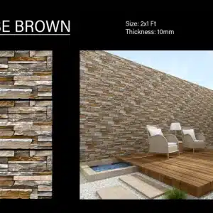 Muse Brown – 2x1 ft elevation tile for natural stone look walls | Johnson Tiles from Tile House, Puzhal, Chennai