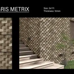 Ora Gris Metrix – 2x1 ft exterior elevation tile for walls | Johnson Tiles | Tile House showroom, Madipakkam
