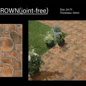Roca Brown – 2x1 ft joint-free elevation tile for rustic exteriors | Johnson Tiles | Tile House showroom, Redhills