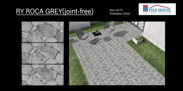 Roca Grey – 2x1 ft joint-free elevation tile with modern tone | Johnson Tiles | Tile House showroom, Puzhal, Chennai