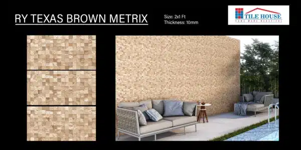 Texas Brown Metrix – 2x1 ft elevation tile with rustic charm | Johnson Tiles available at Tile House Redhills