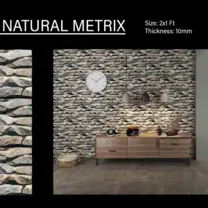 Verona Natural Metrix – 2x1 ft elevation tile with stone finish | Johnson Tiles at Tile House showroom, Vadapalani